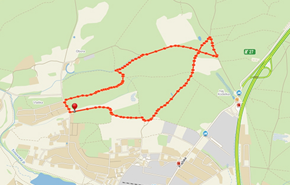  Mapa stomatologického běhu – Dobříš – Vlaška