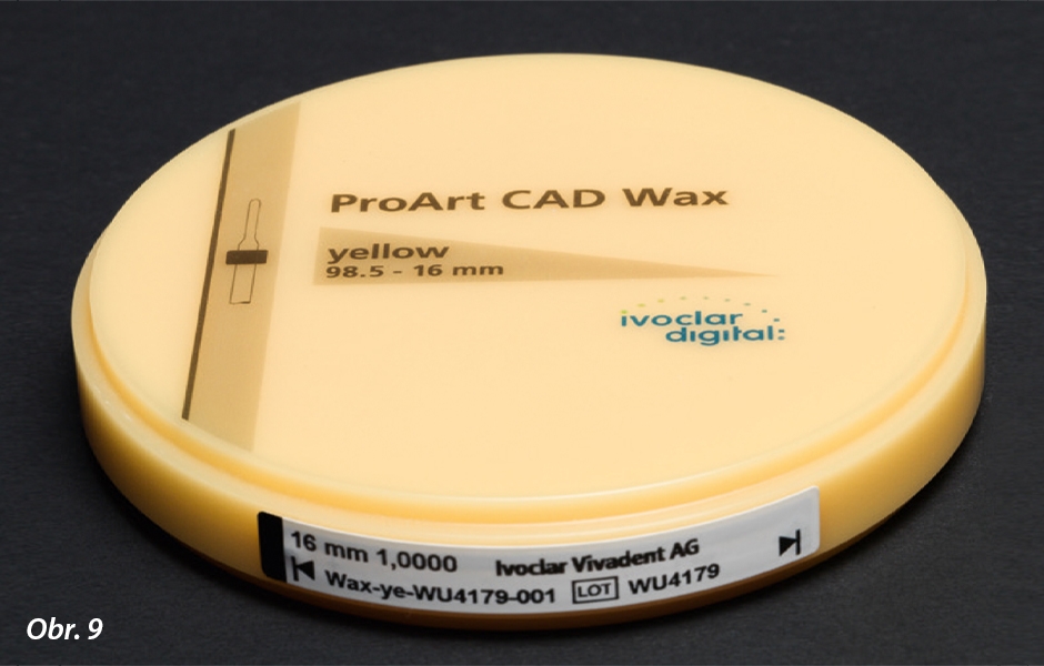 Žlutý voskový disk ProArt CAD Wax